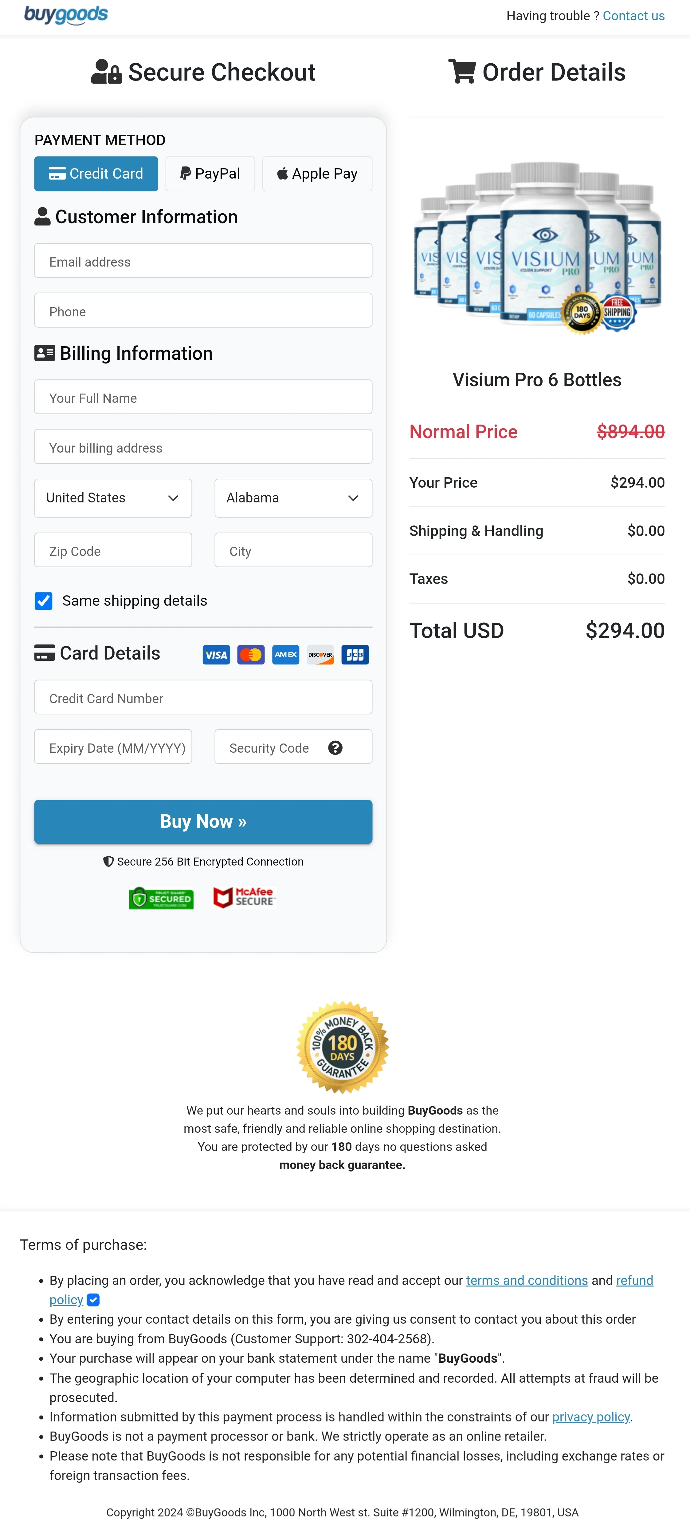 Visium Pro order form